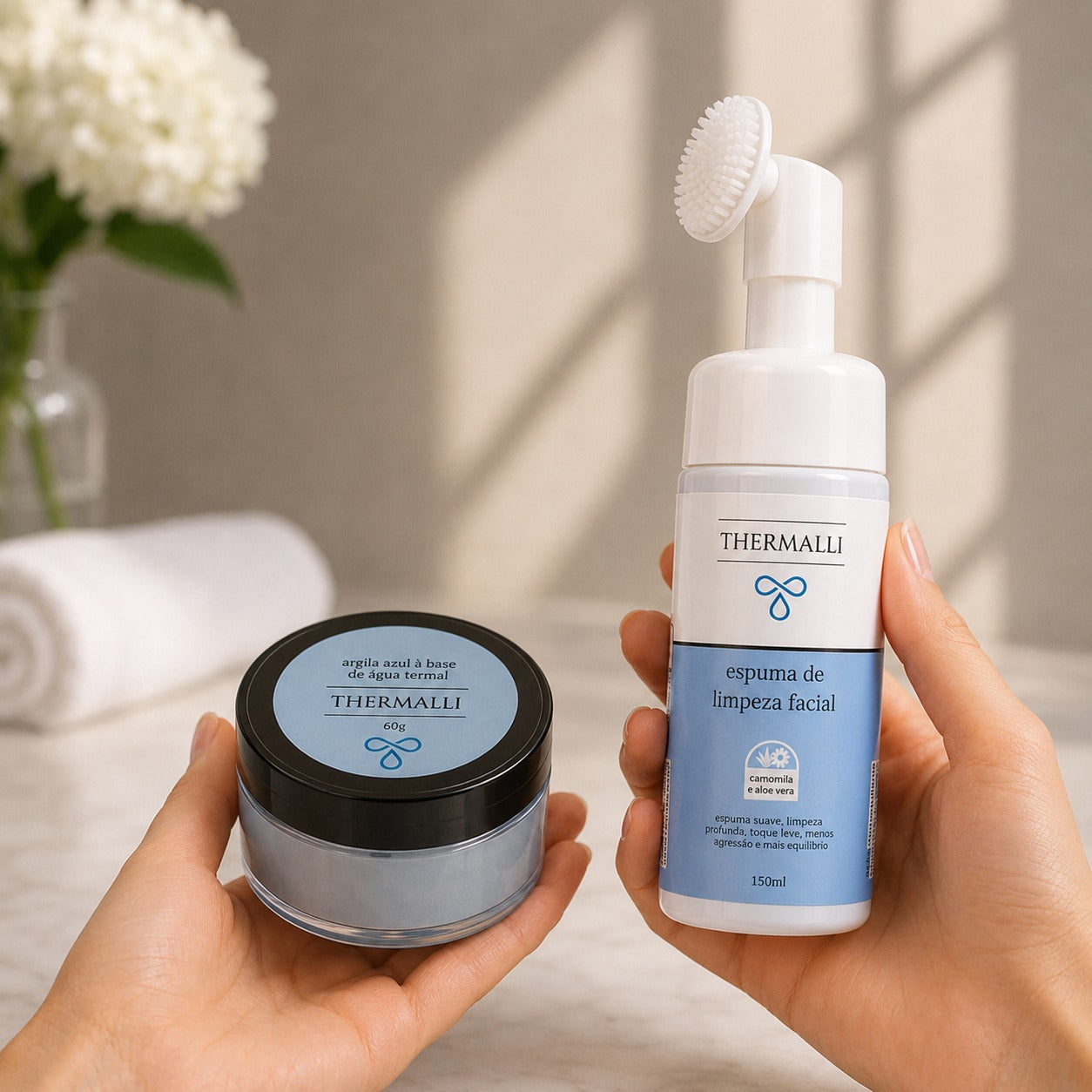 Kit Pele dos Sonhos Thermalli – Argila Azul 60g + Espuma de Limpeza Facial 150ml