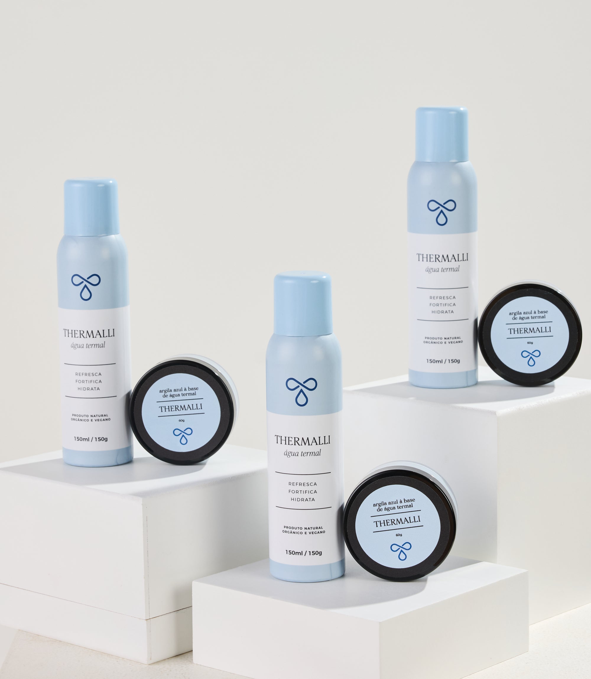 Kit Amigas do Glow - 3 Águas Termais 150ml + 3 Argilas Azuis 60g