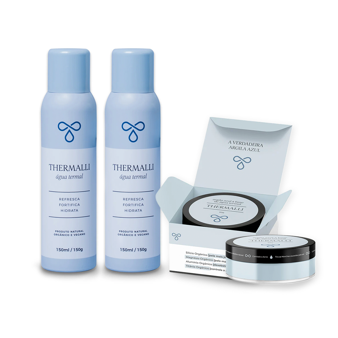 Kit Beleza em Dobro - 2 Águas Termais 150ml + 2 Argilas Azuis 60g